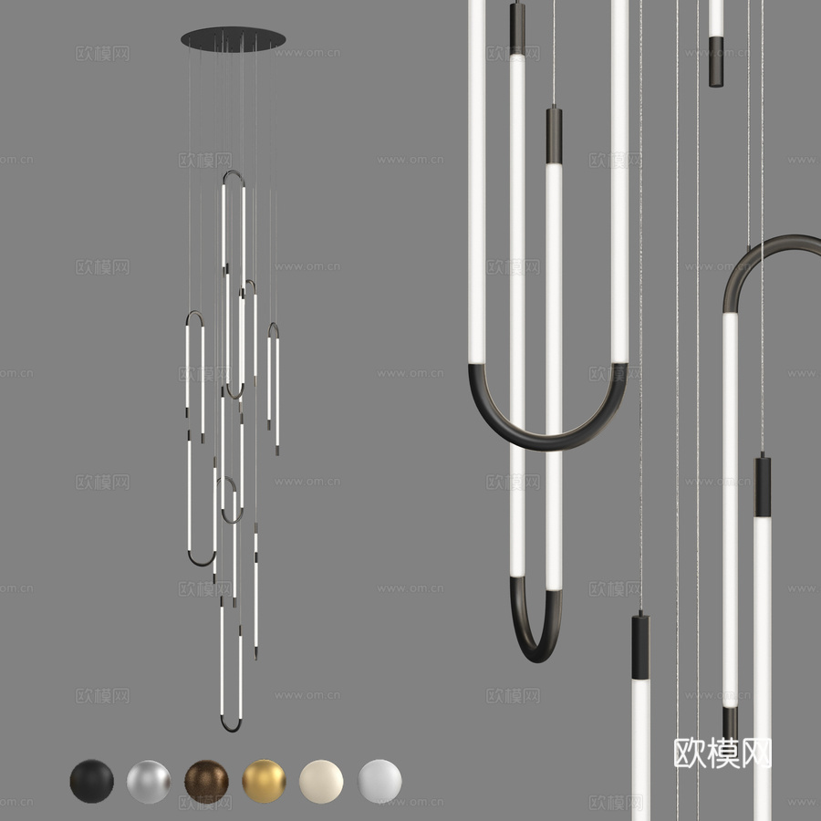 IT-Ar圆形底座十盏吊灯3d模型下载