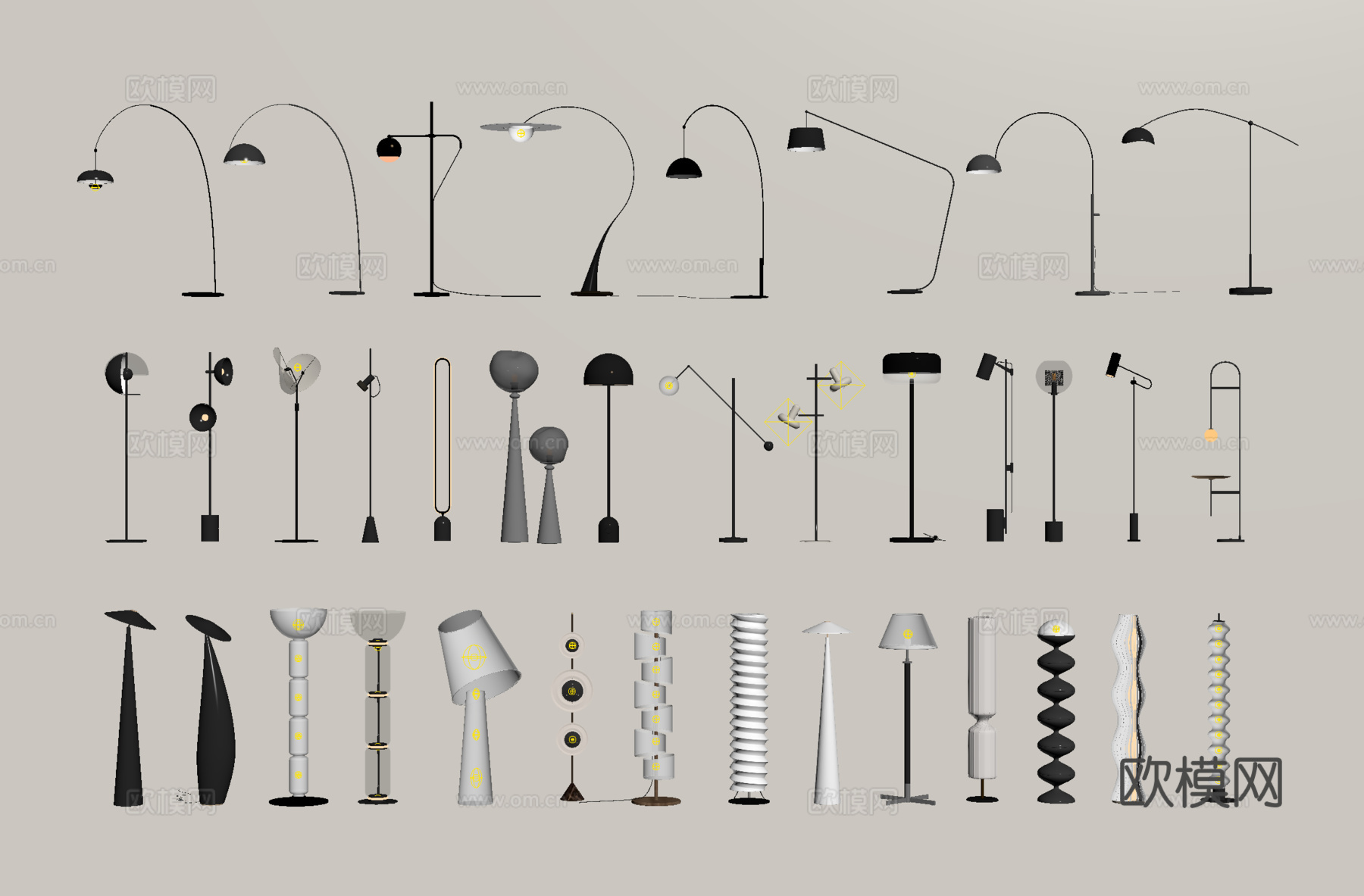 现代落地灯组合su模型