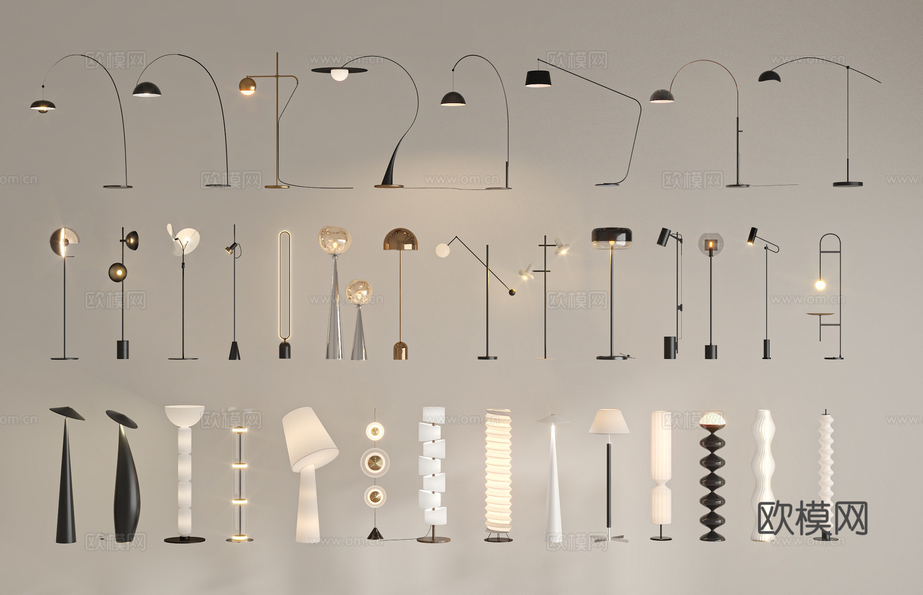 现代落地灯组合su模型