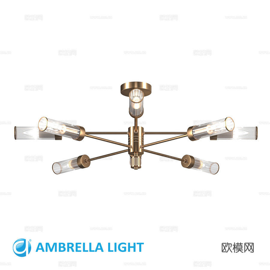 OM 玻璃灯罩杆式吊灯 LH55162,3d模型下载