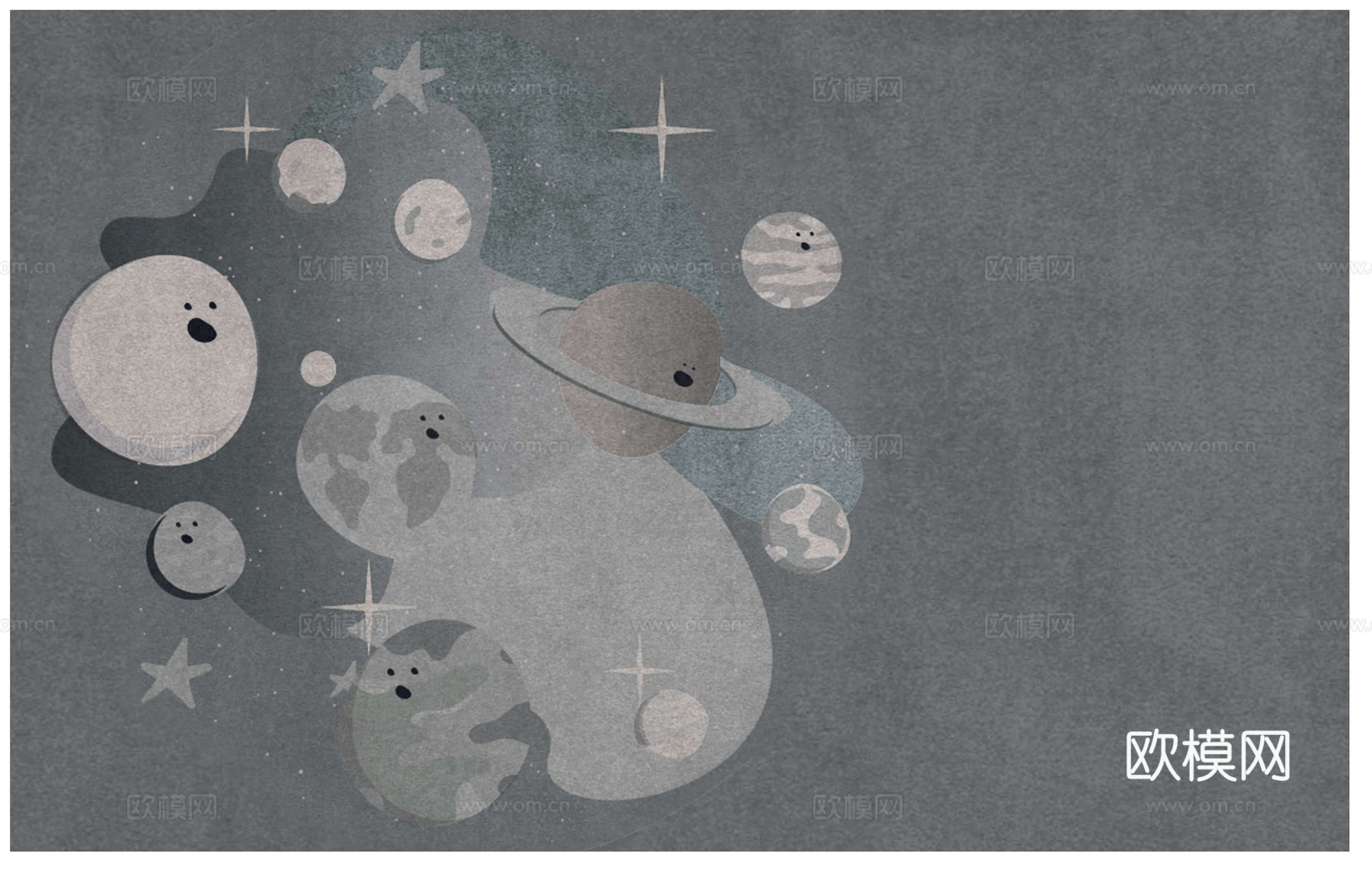 现代儿童卡通地毯贴图