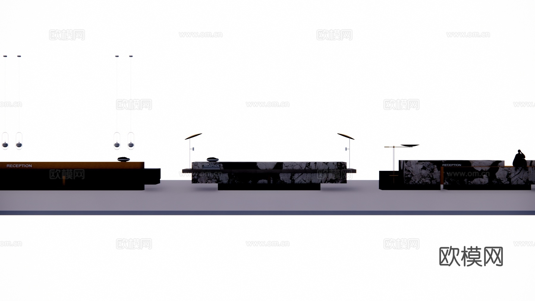 展厅 公司前台 办公室 前台 大厅su模型