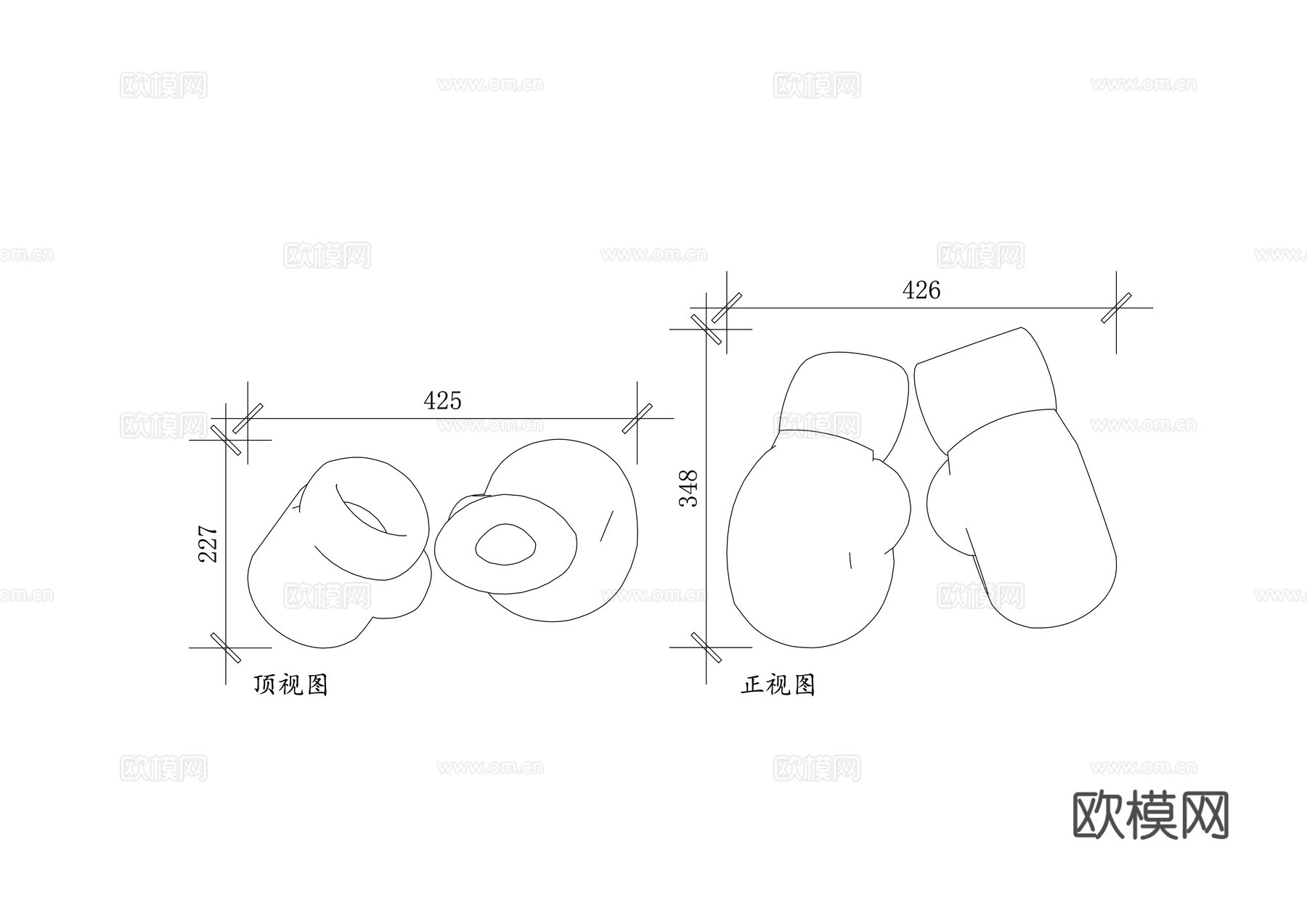 拳套 搏击手套 格斗拳套 散打手套 训练拳套cad施工图