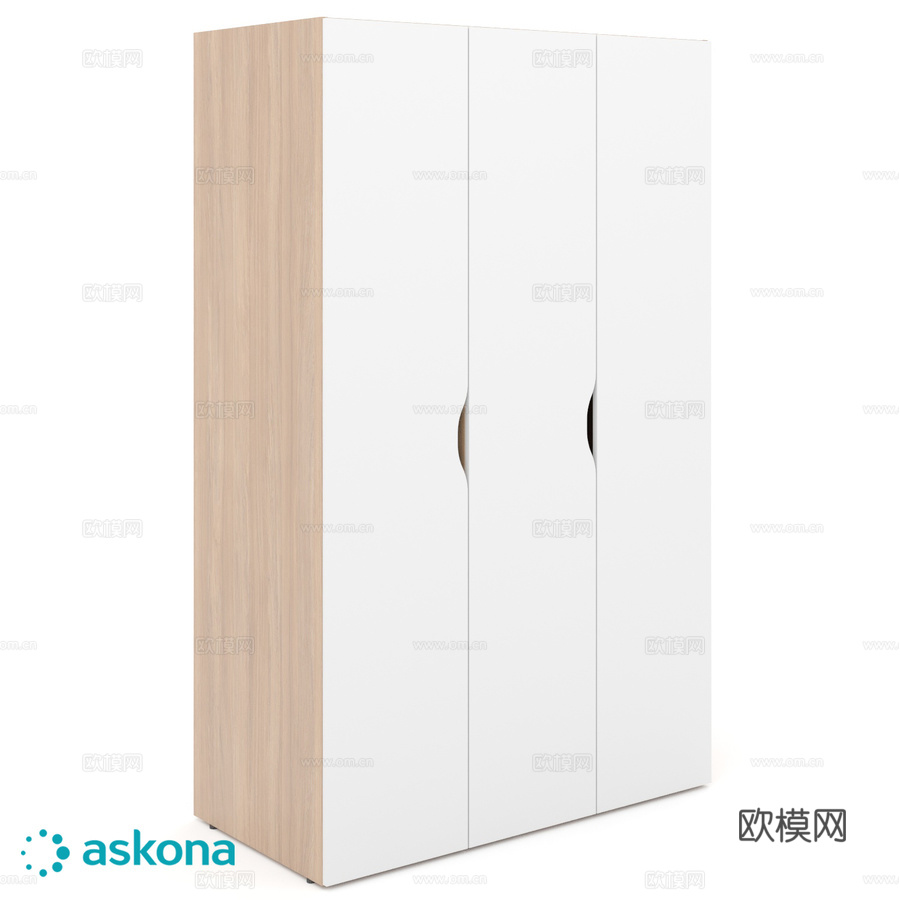 三门衣柜 月亮3d模型下载