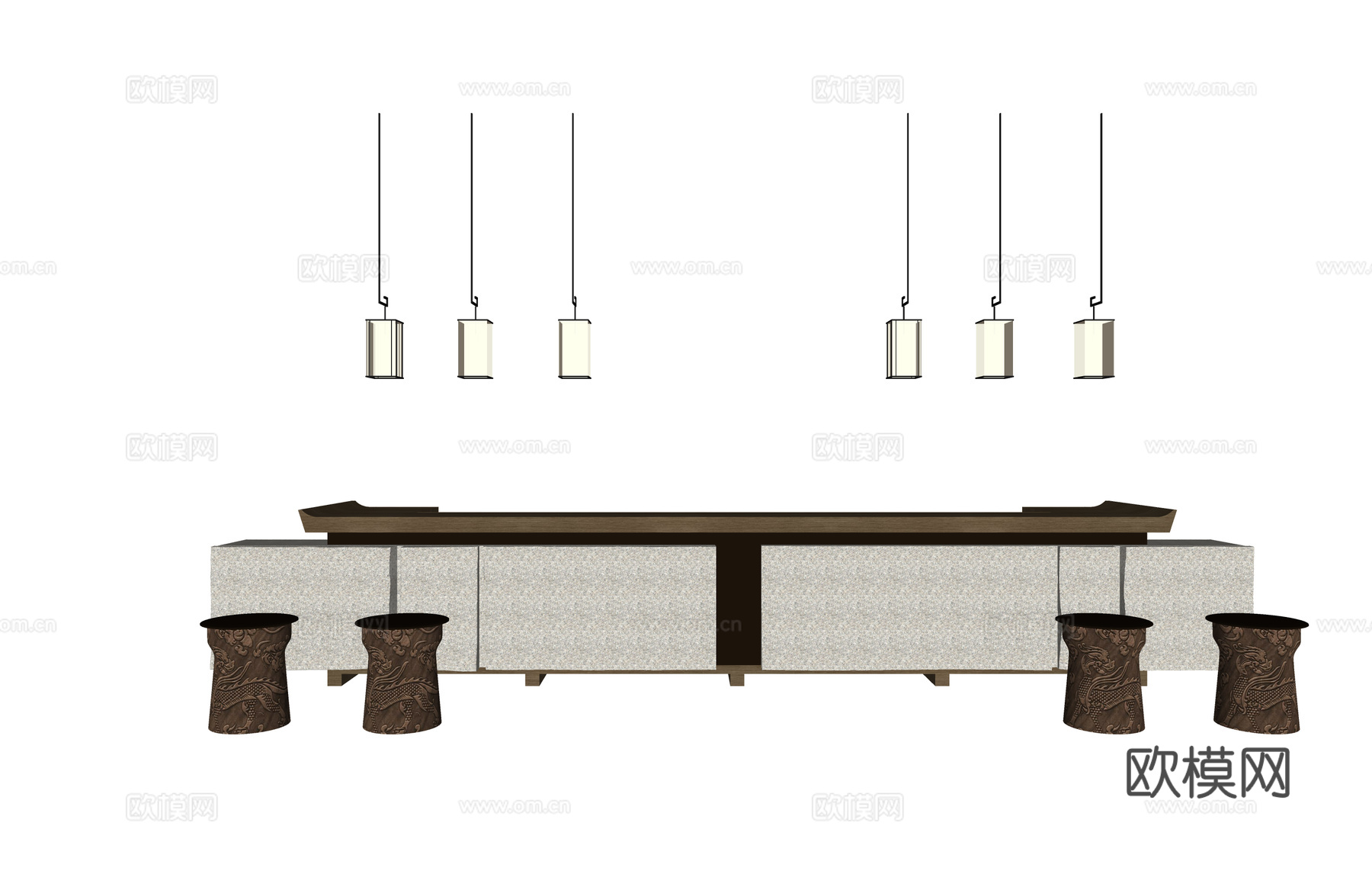 前台 大厅 酒店前台 前台接待 工位 办公su模型