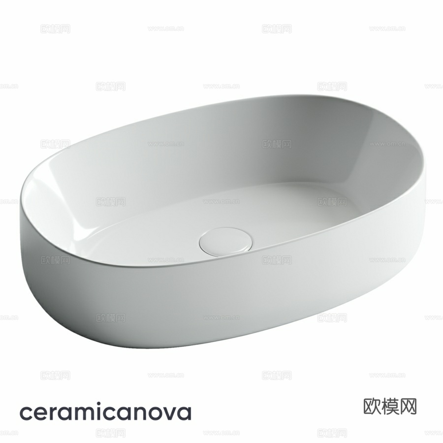 OM 洗脸盆碗顶部椭圆形元素 540x350x143d模型下载