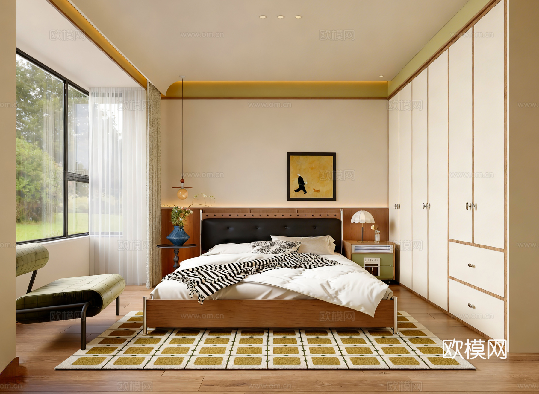 中古风主卧3d模型下载