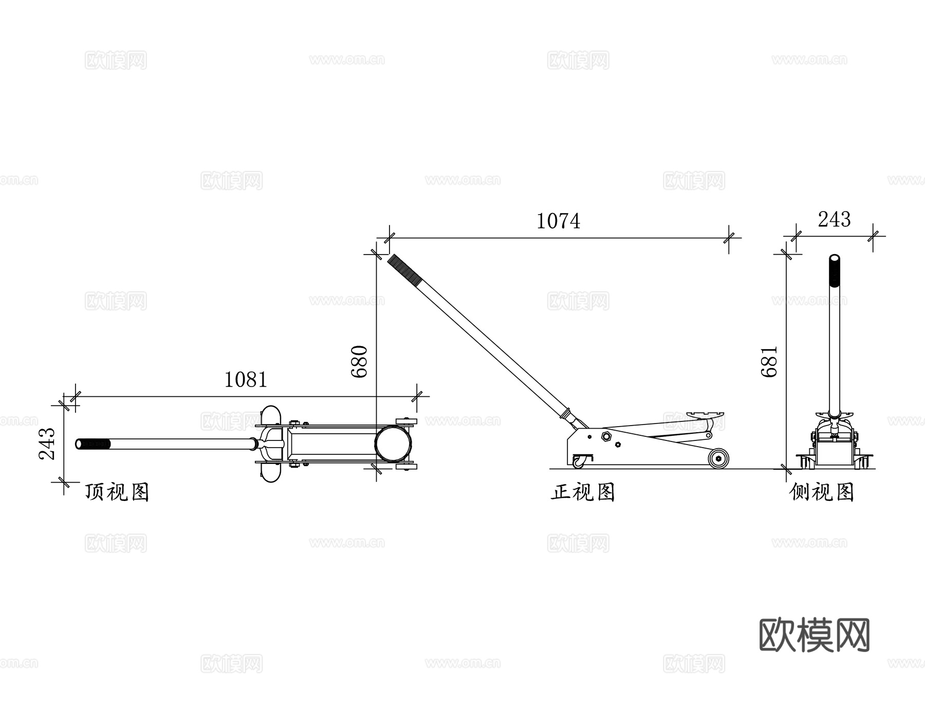 车载千斤顶 车用千斤顶 汽车顶胎器 液压千斤顶 手摇千斤顶cad施工图