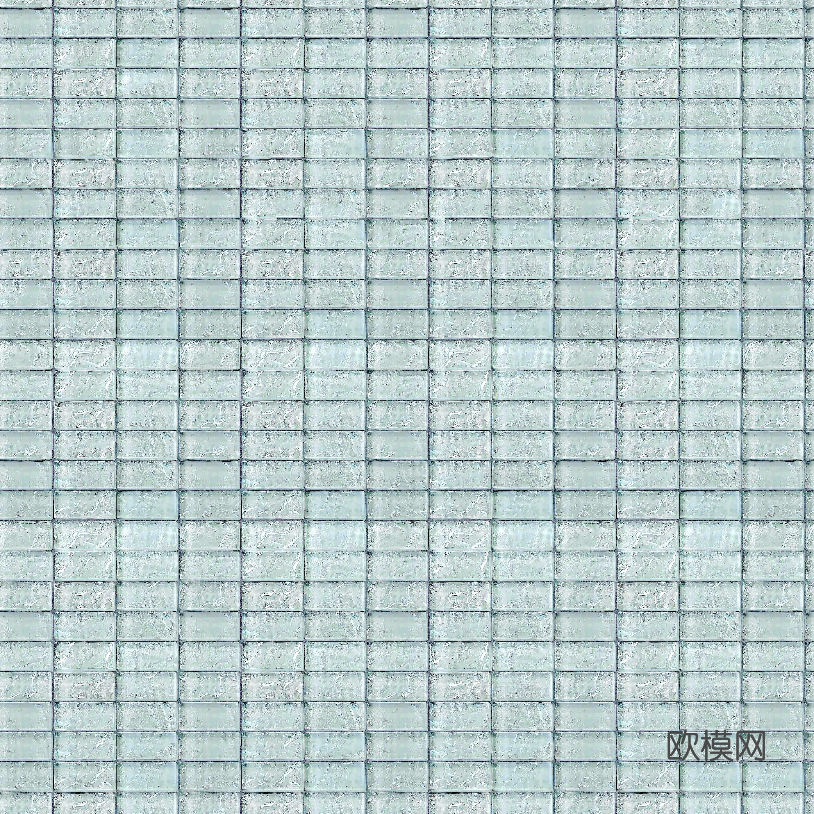 无缝侘寂玻璃砖 绿色长条玻璃砖贴图