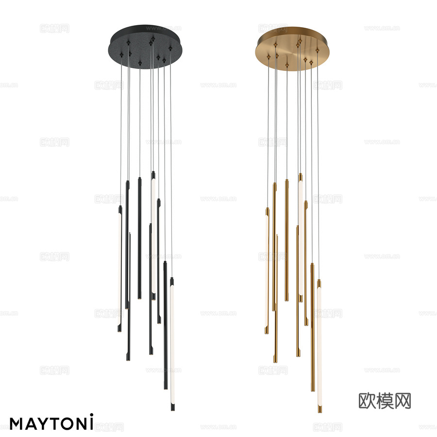 吊灯 发光棒3d模型下载