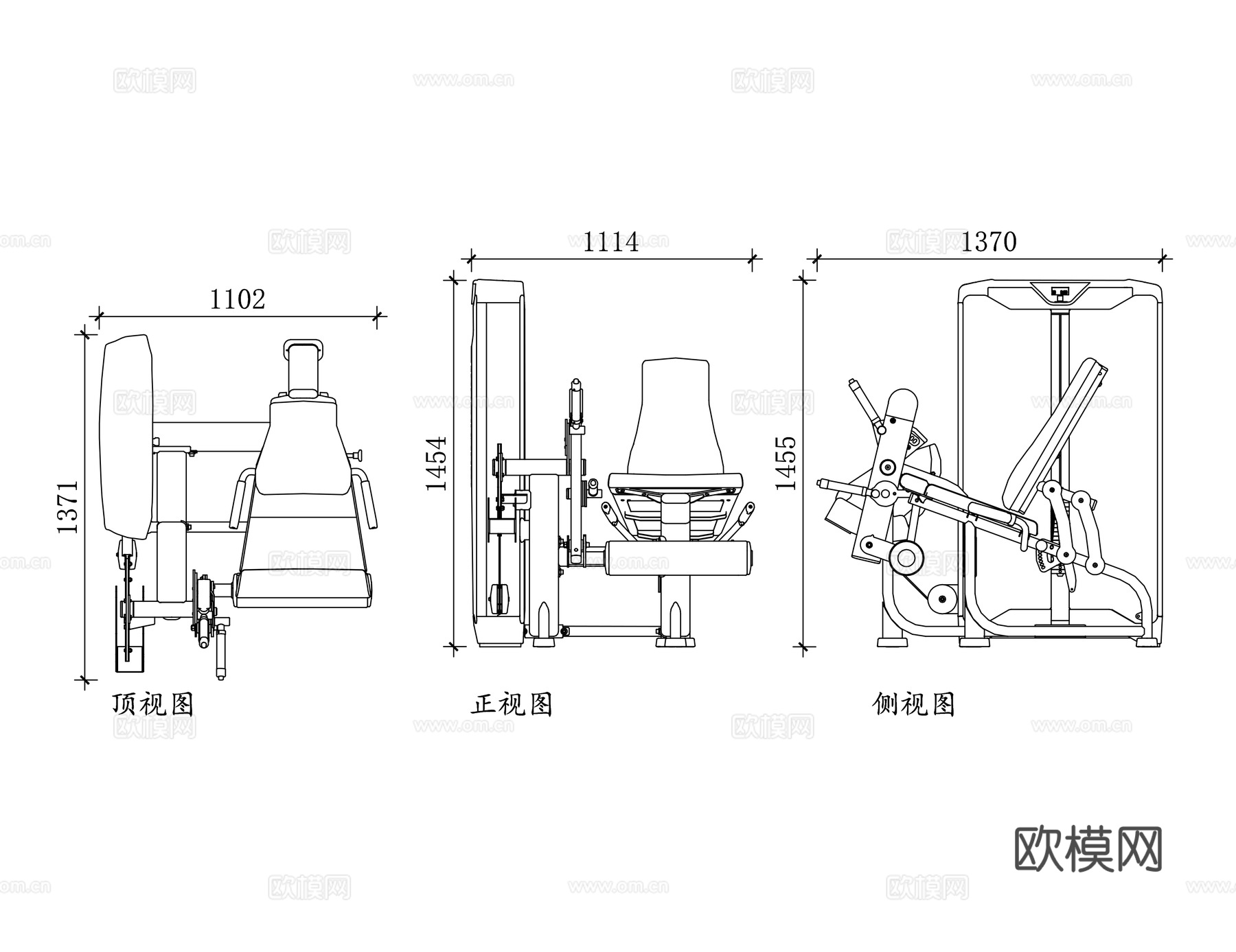 腿部伸展机 腿屈伸训练器 伸腿训练机 腿部拉伸机 下肢伸展器cad施工图