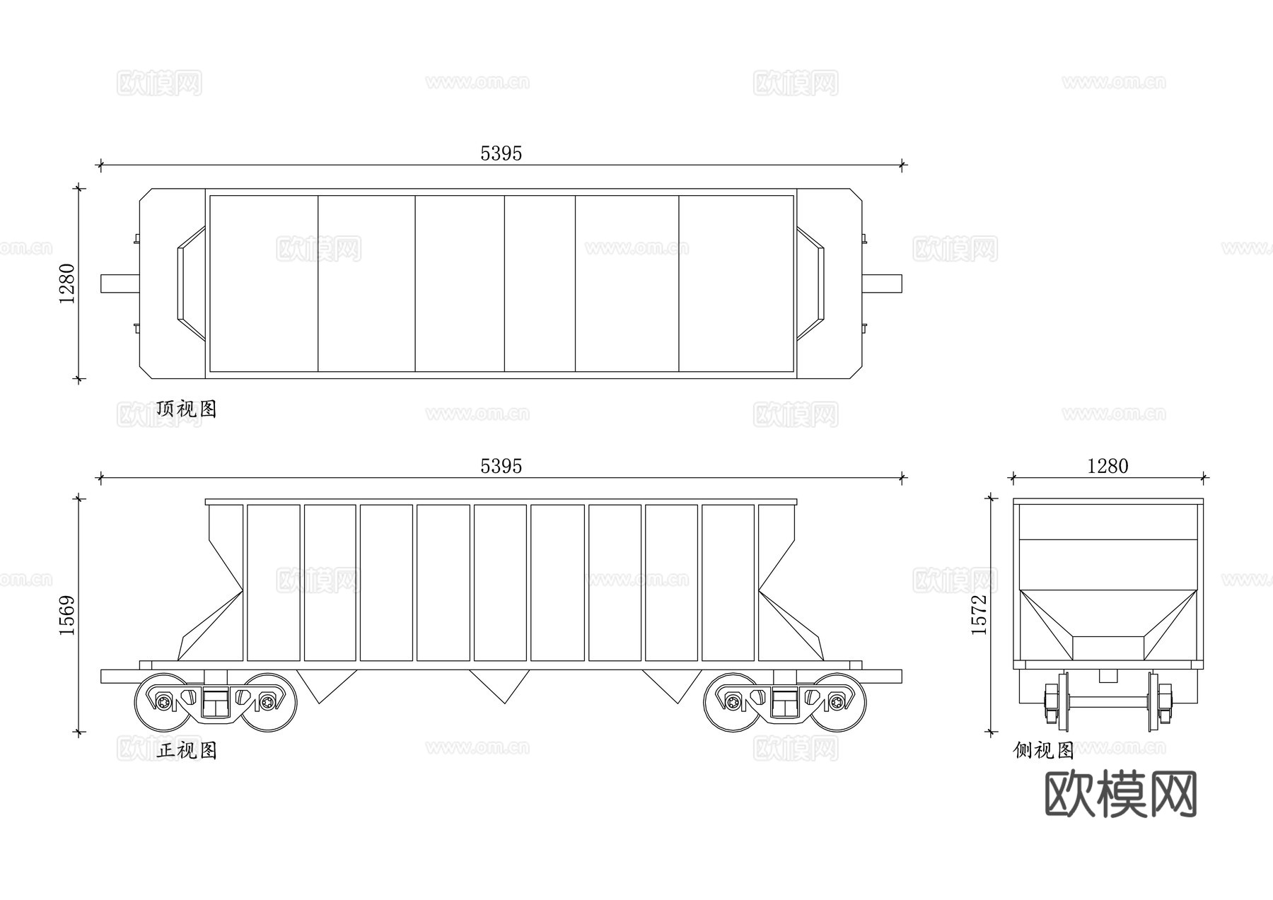 铁路敞篷车 敞车车厢 货运敞车 敞式货车 露天货车cad施工图