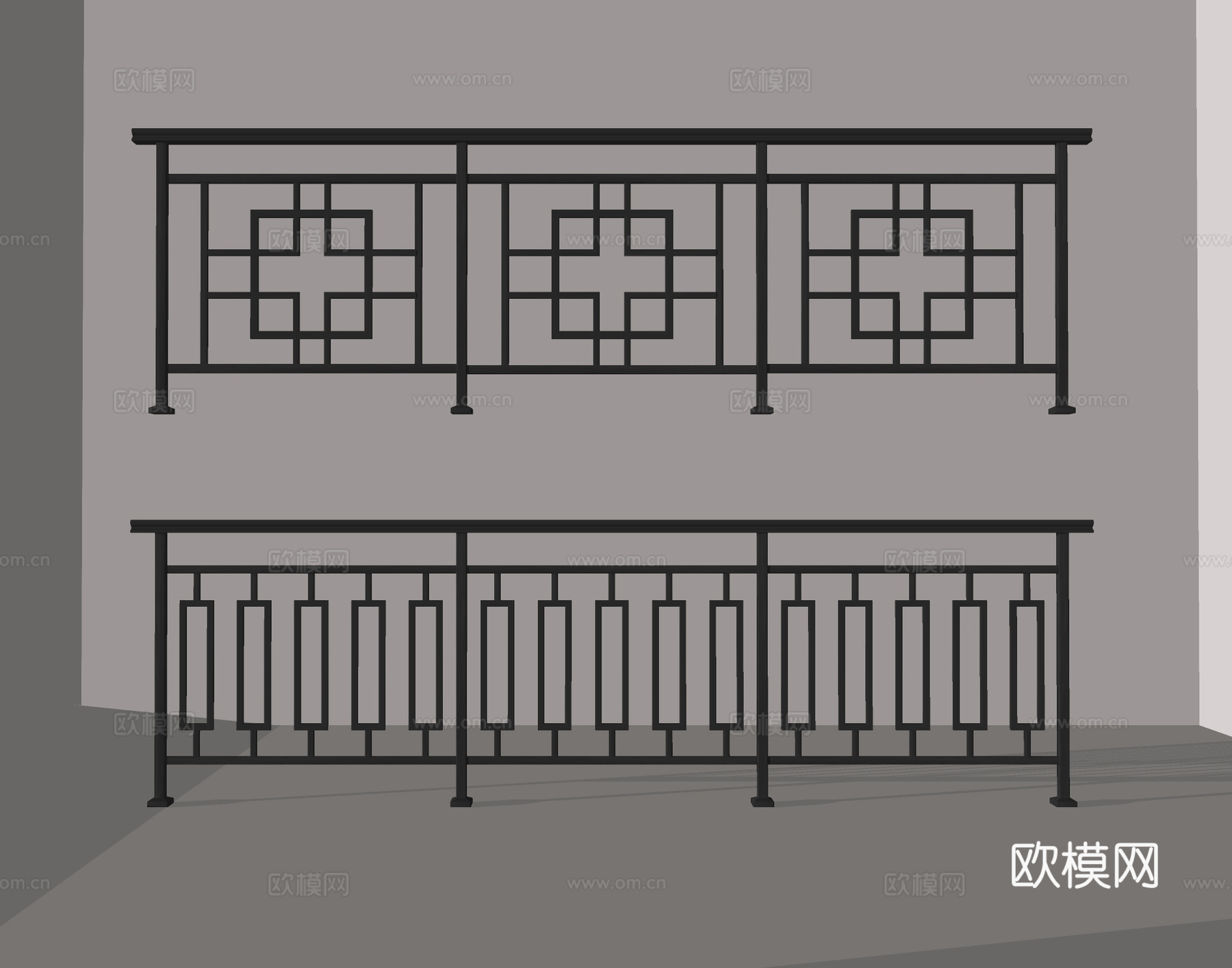 现代栏杆 护栏 围栏su模型