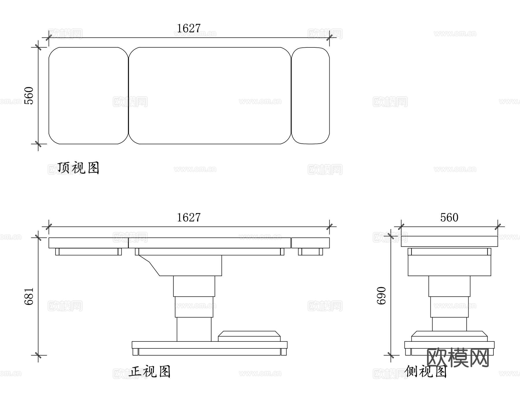 手术床 诊疗台 医用手术台 手术室床 外科手术台cad施工图