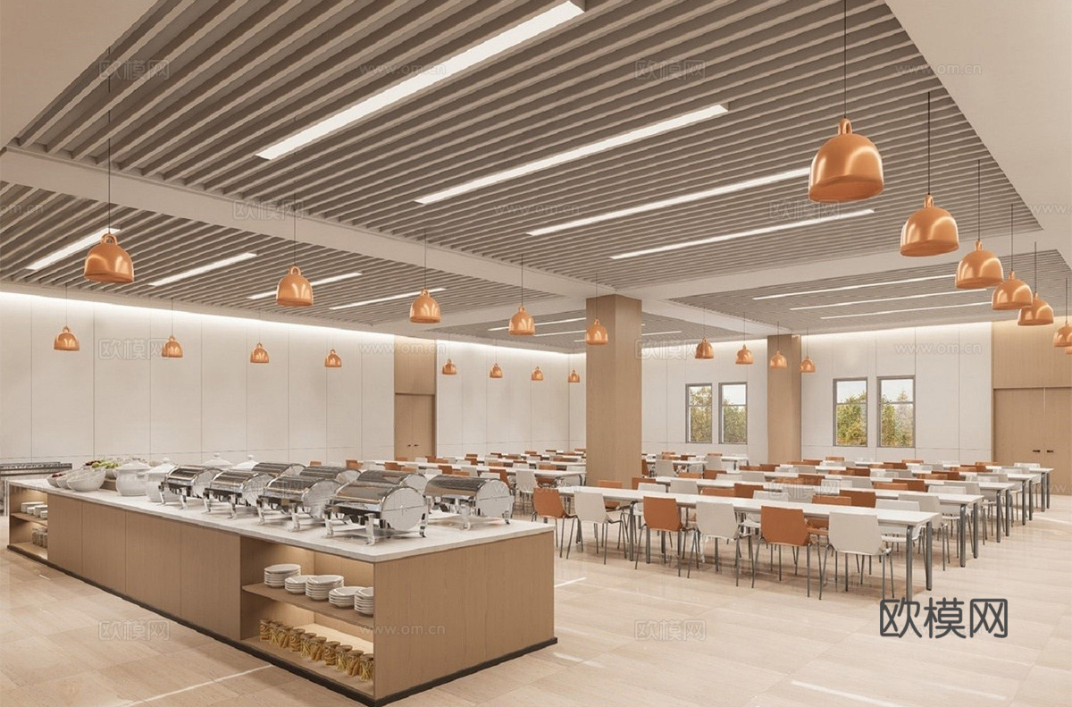 现代自助餐厅 自助餐厅明档 酒店餐厅su模型