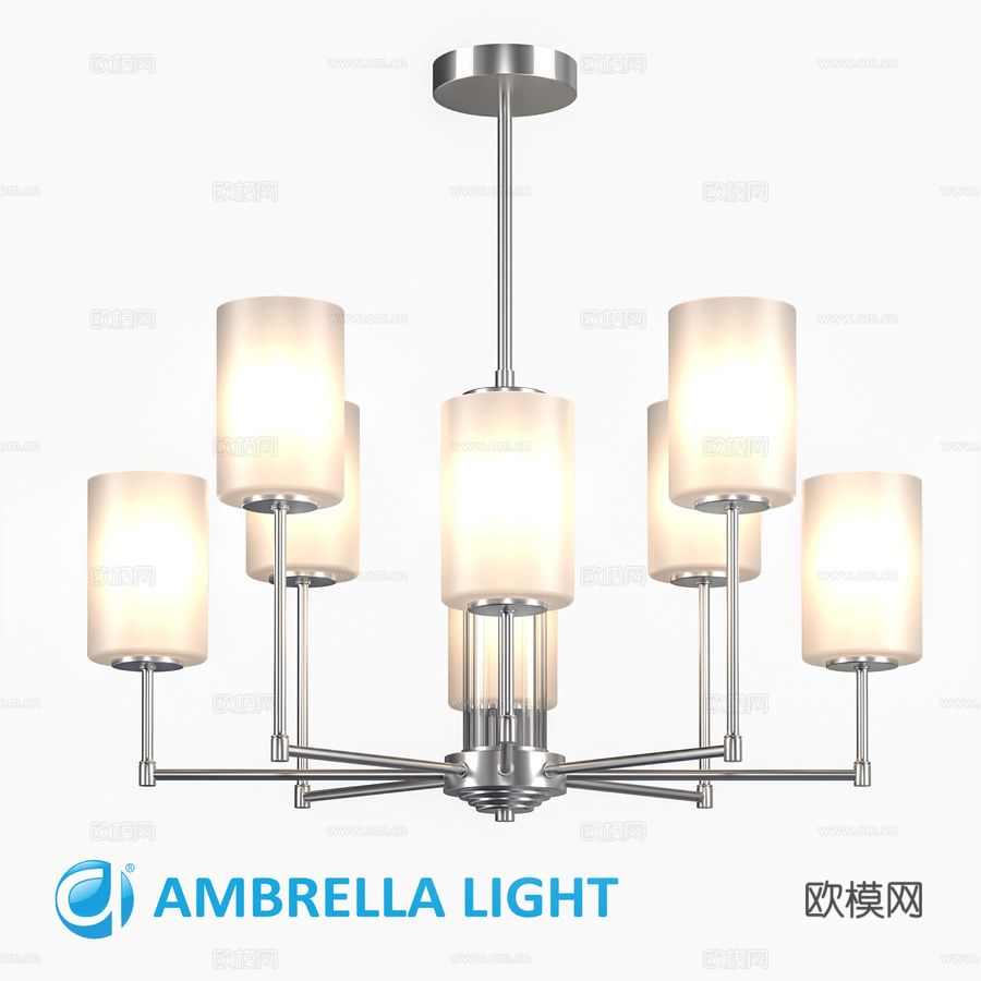 OM 玻璃灯罩杆式吊灯 LH56213,3d模型下载