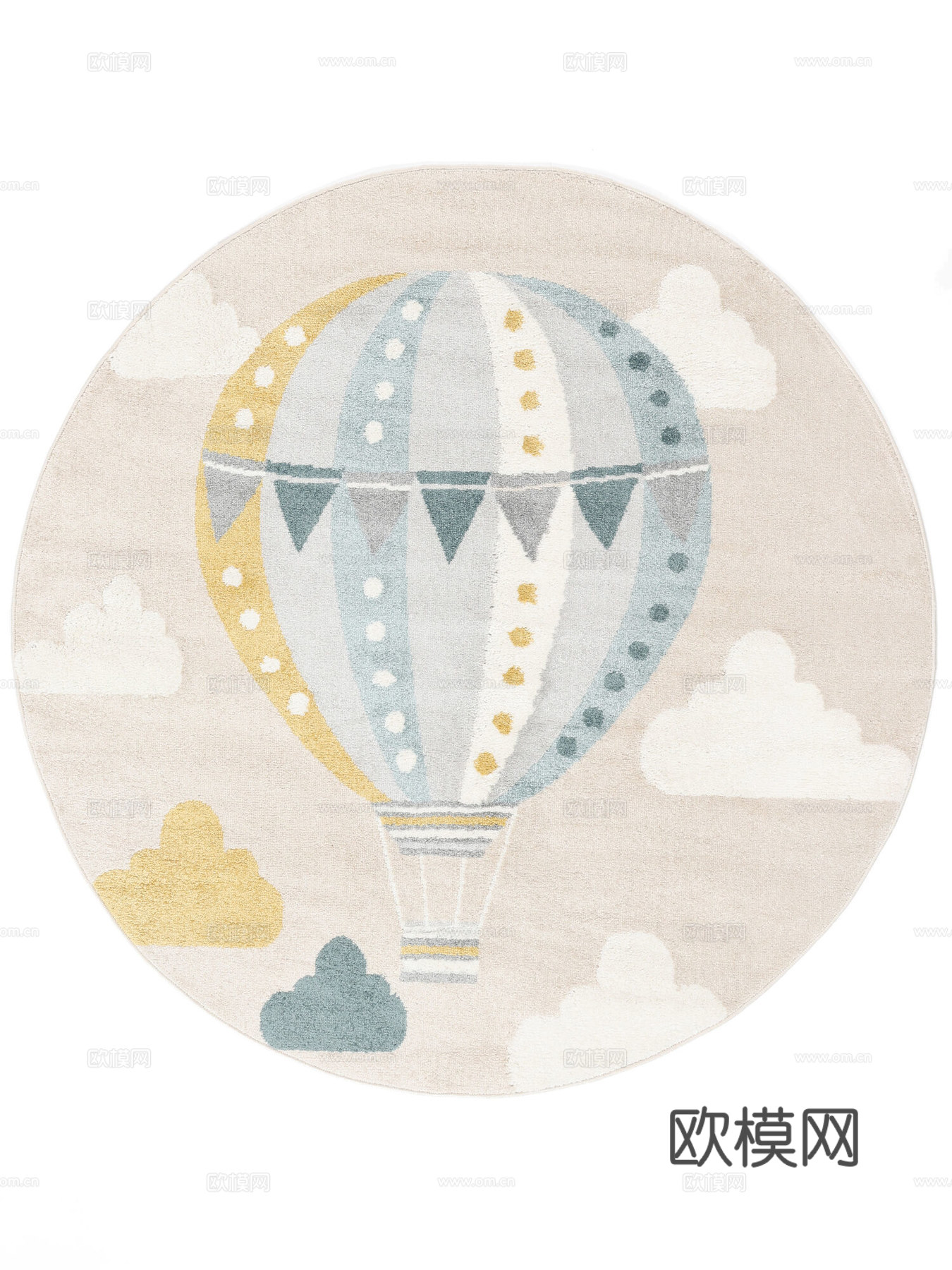 儿童房圆形可爱卡通地毯贴图