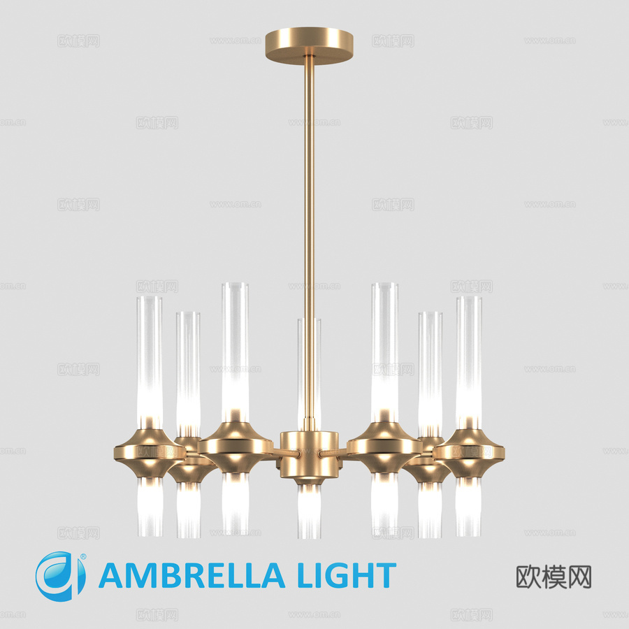 OM 玻璃灯罩杆式吊灯 LH55360,3d模型下载