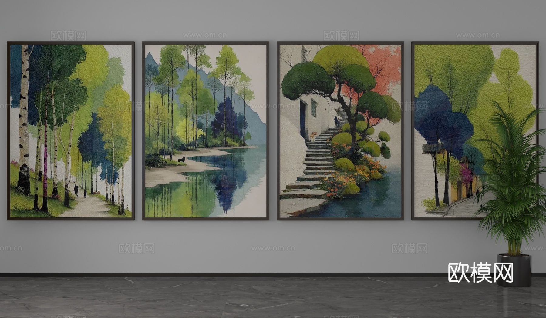 现代挂画3d模型下载