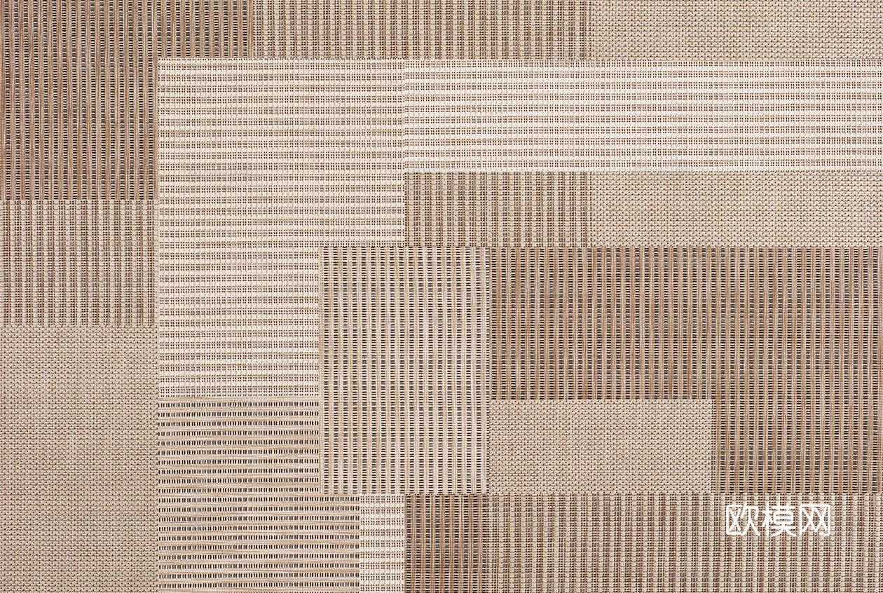 侘寂风简约麻布几何地毯