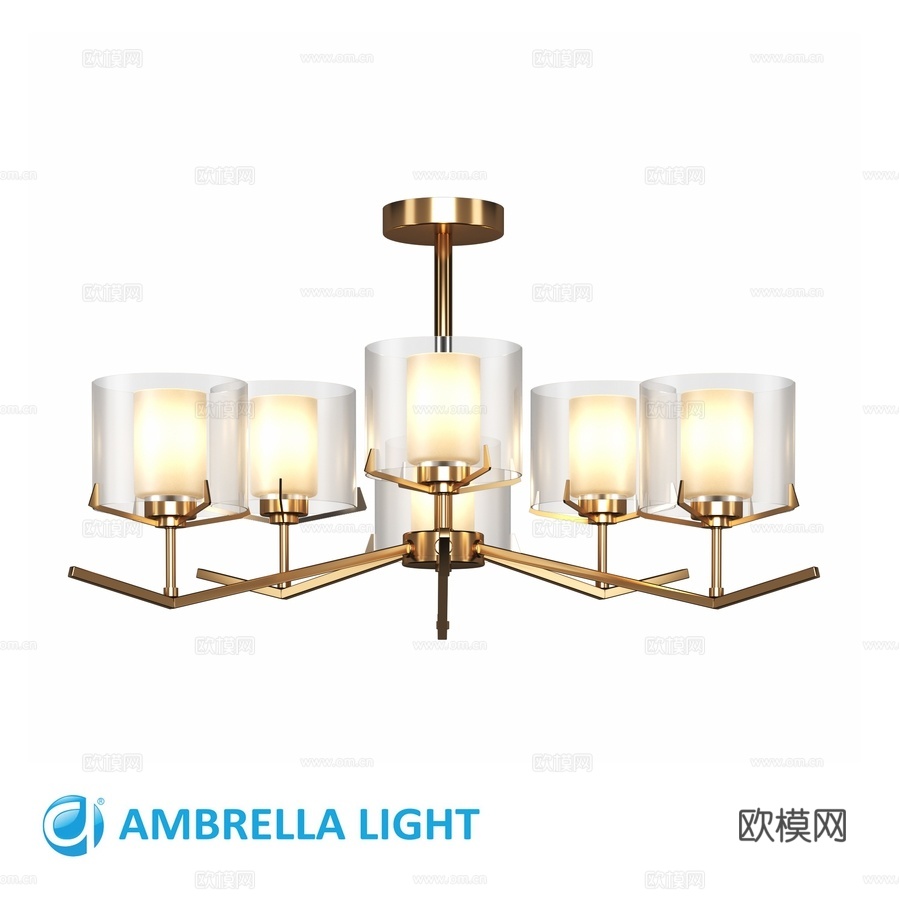 OM 玻璃灯罩杆式吊灯 LH57008,3d模型下载