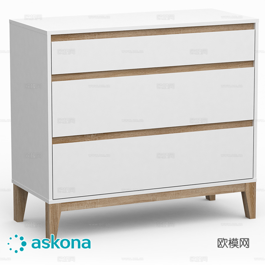 三抽屉柜 奥雷尔3d模型下载