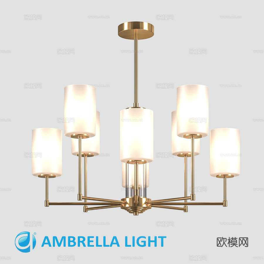 OM 玻璃灯罩杆式吊灯 LH56217,3d模型下载