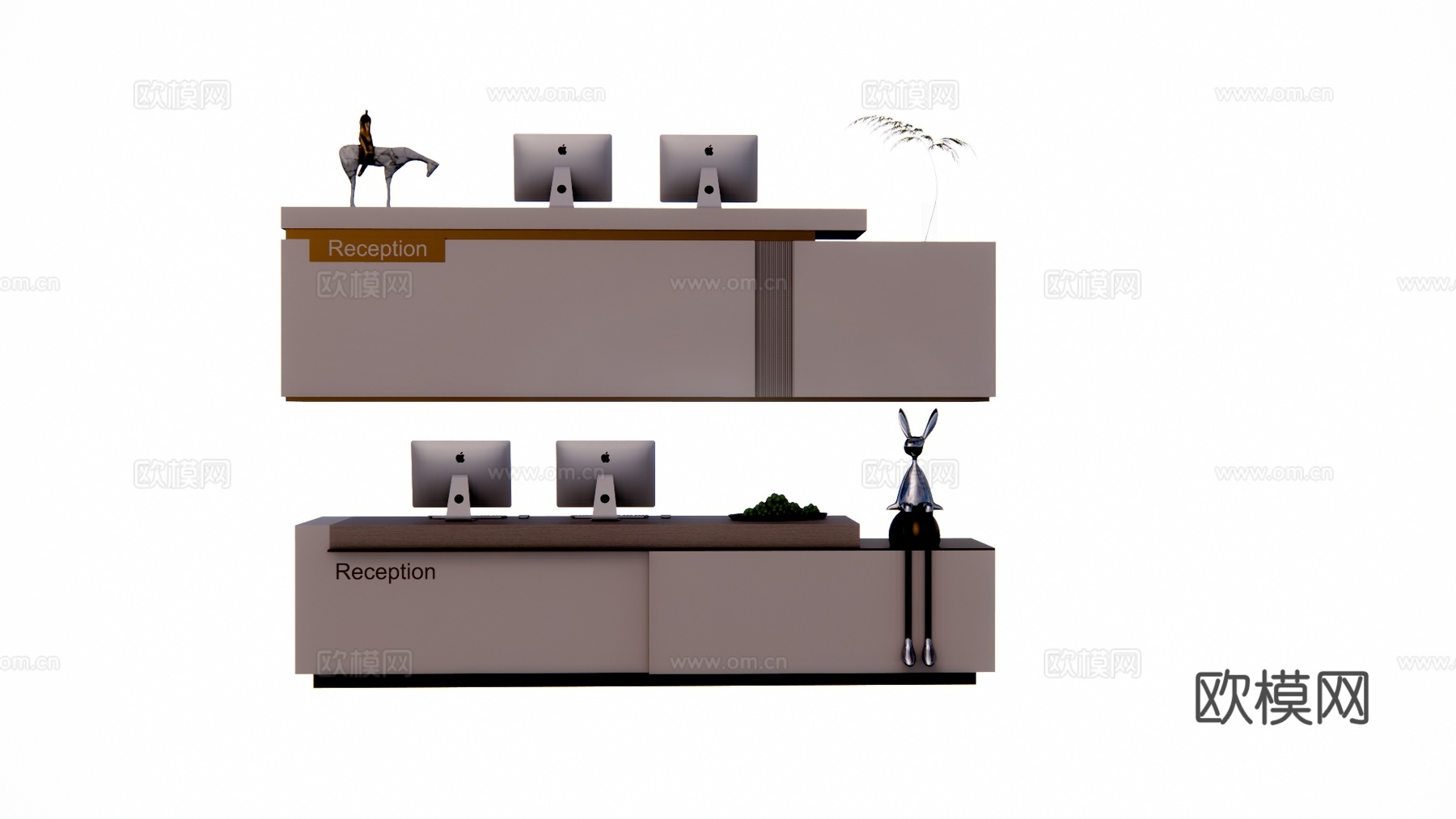 电脑 酒店前台 办公室 工装su模型