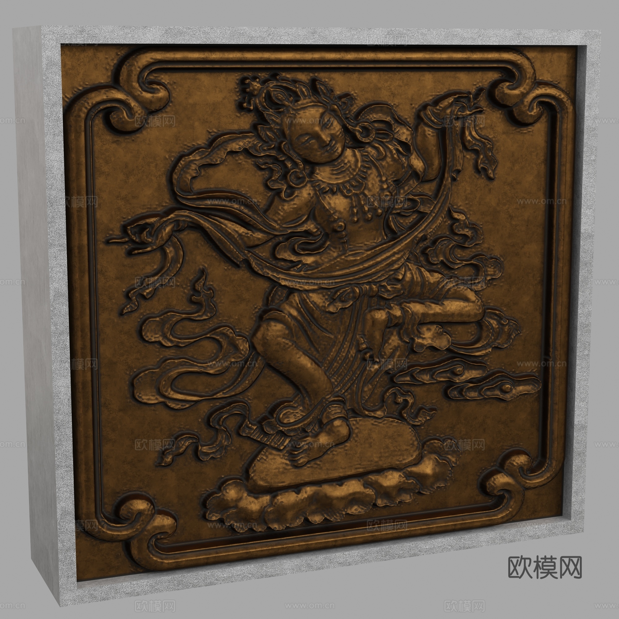 现代浮雕墙3d模型下载