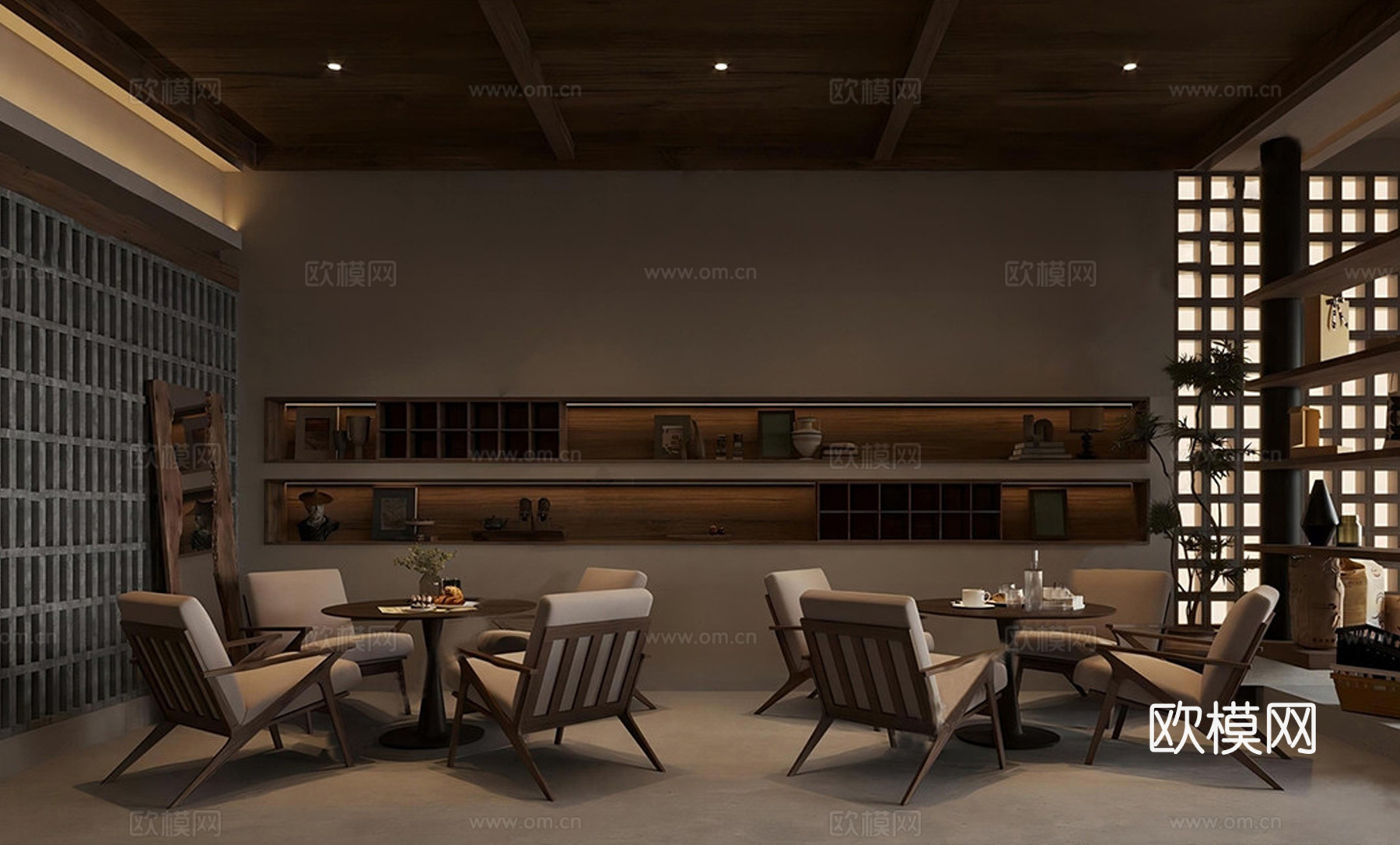 现代会所 洽谈桌椅 会客室su模型