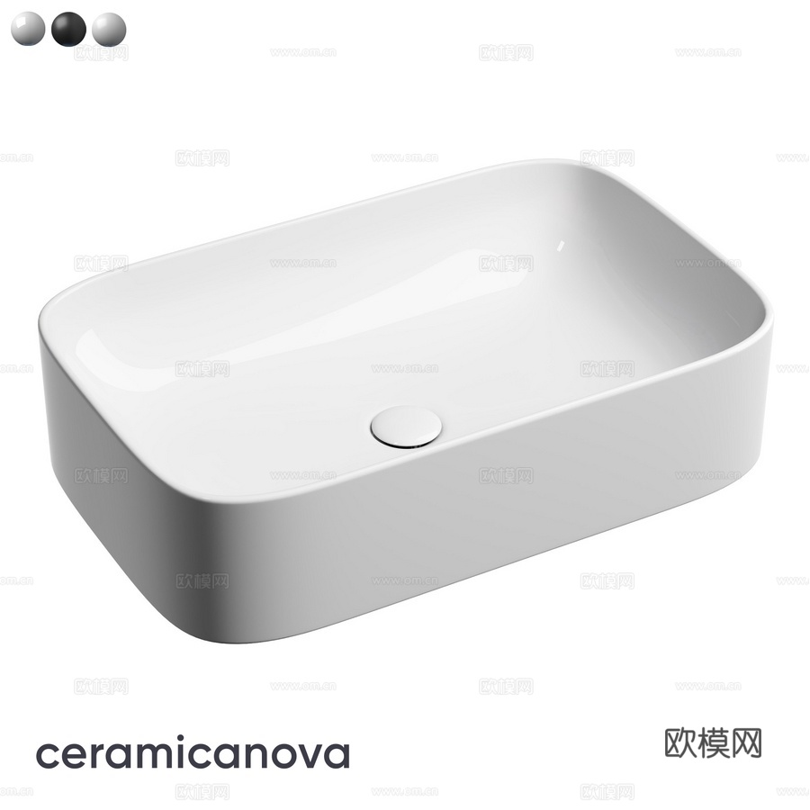 OM 悬挂式矩形洗脸盆 Element 6053d模型下载