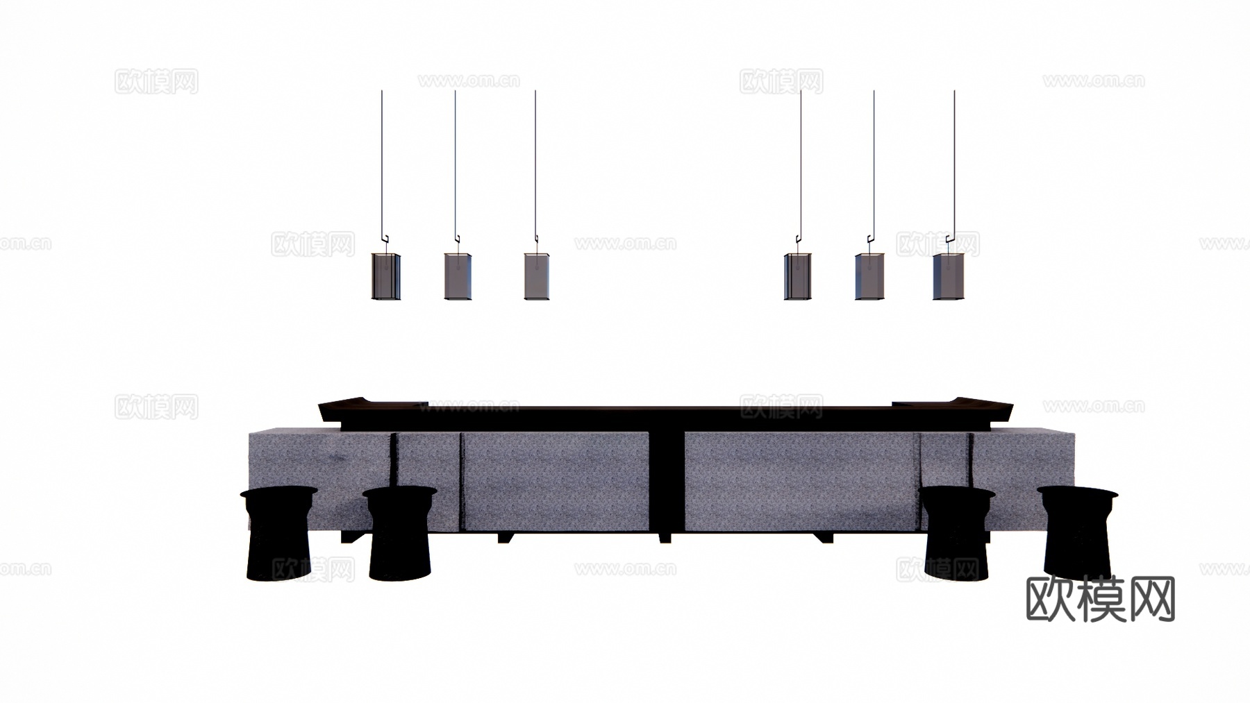 前台 大厅 酒店前台 前台接待 工位 办公su模型