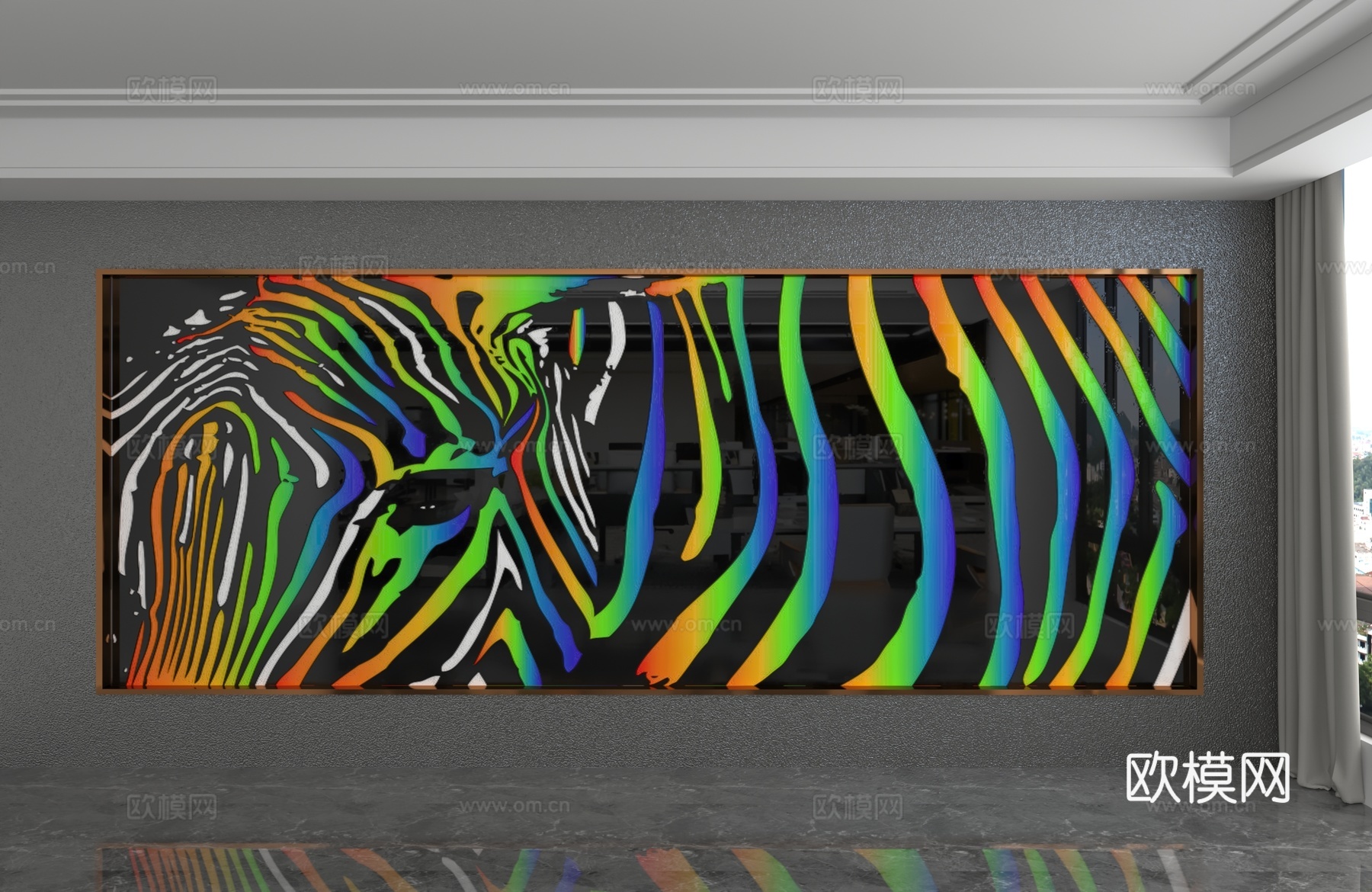 现代背景墙3d模型下载