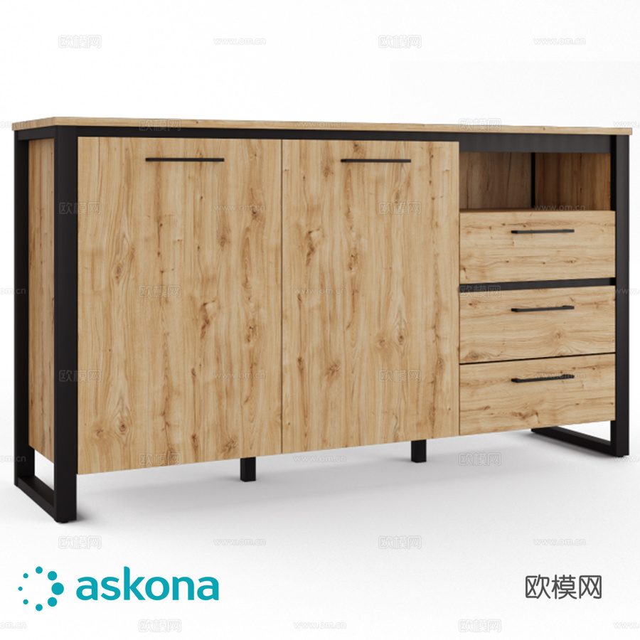 带抽屉的双门柜 托拉3d模型下载