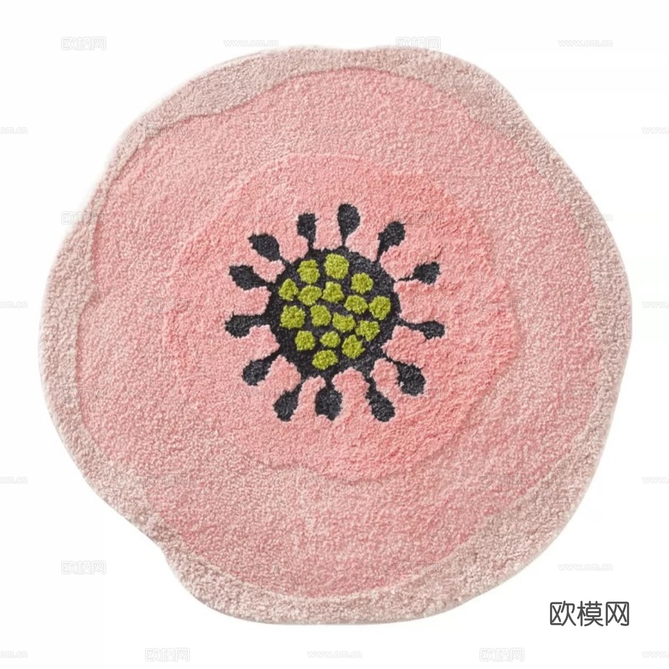 儿童房圆形可爱卡通地毯贴图