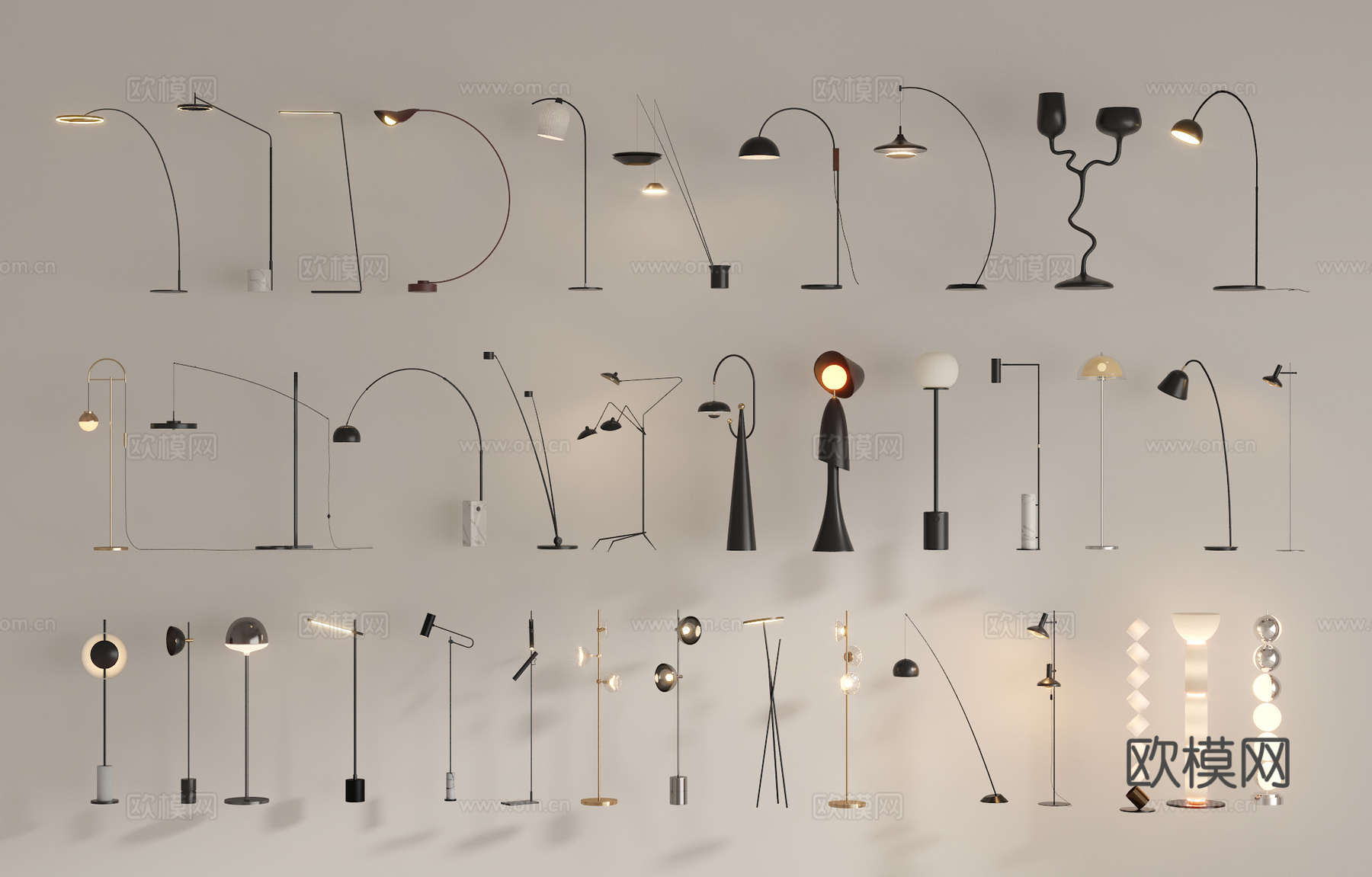 现代落地灯3d模型下载