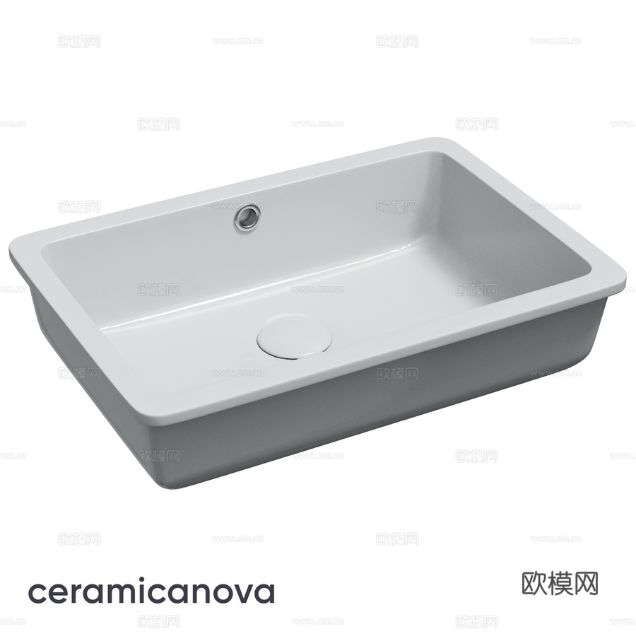 OM Ceramicanova Era 下嵌式水槽，含排水装3d模型下载
