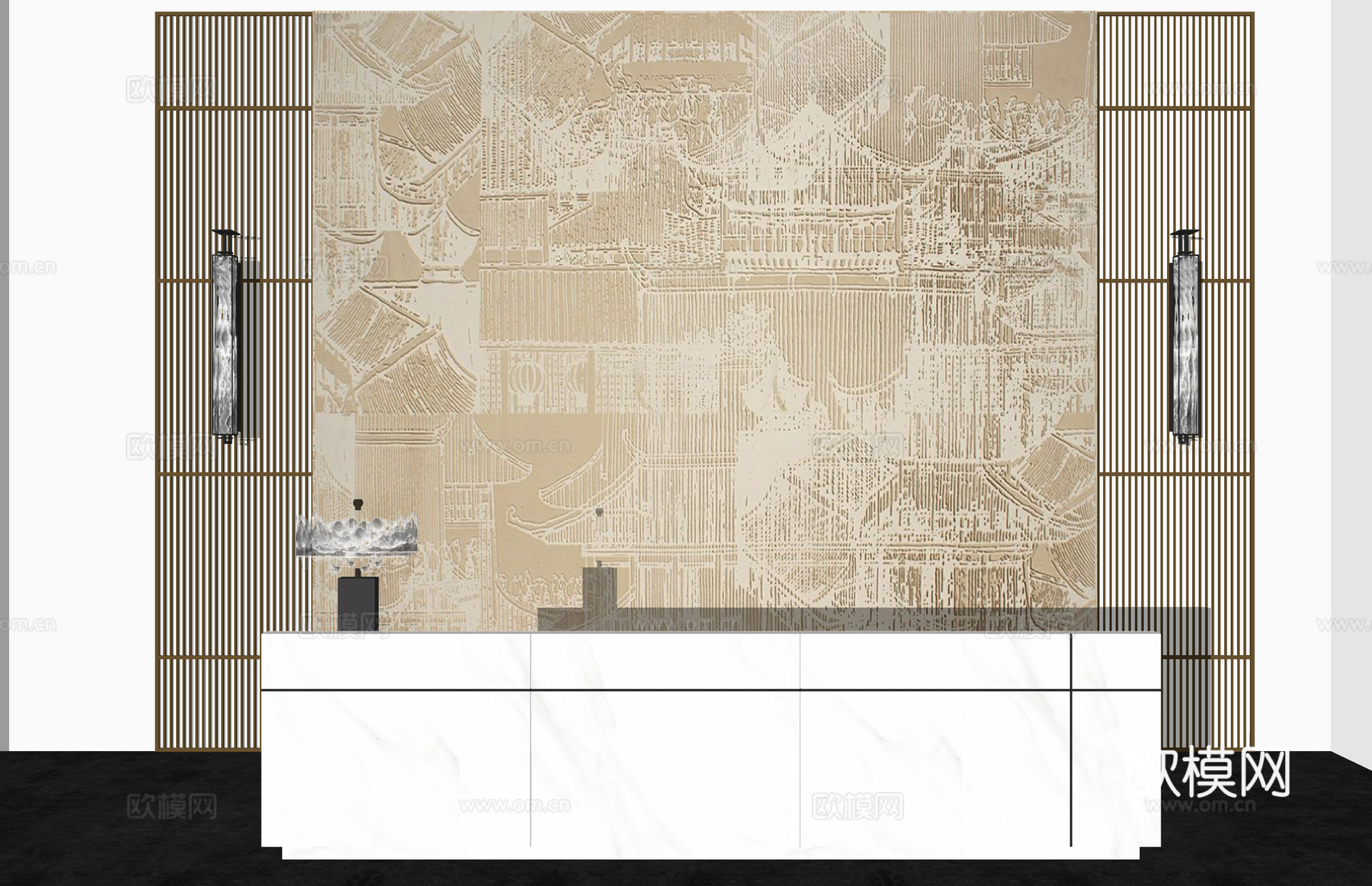 接待 办公空间 酒店前台su模型
