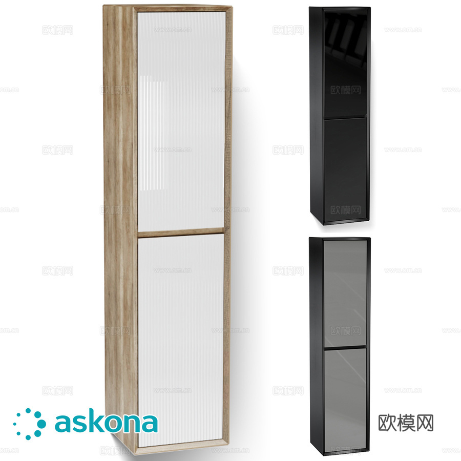 双门壁柜（纵向）玻璃款3d模型下载
