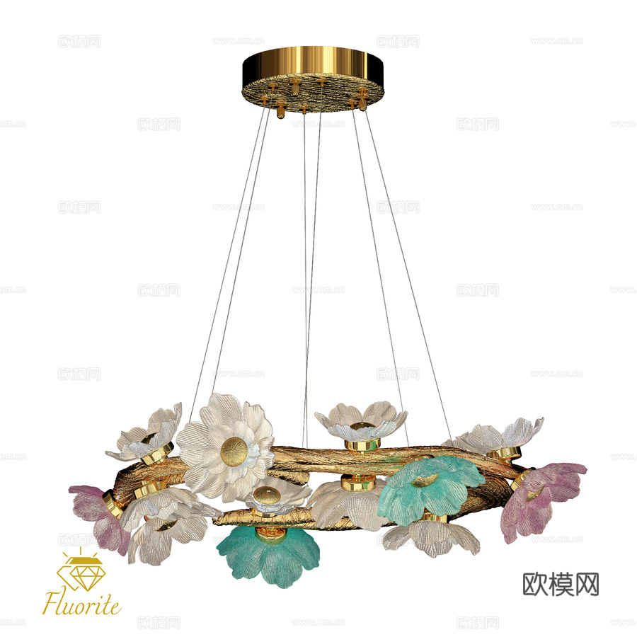 OM吊灯Sauvage FL1098-16P荧光灯3d模型下载