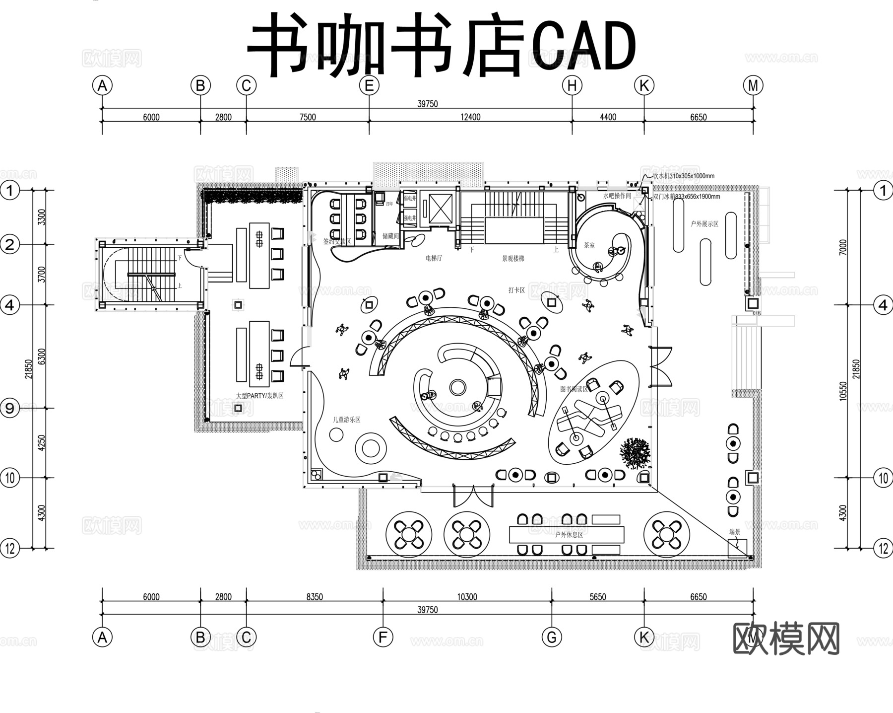 书咖书店CAD 图书馆CADcad施工图