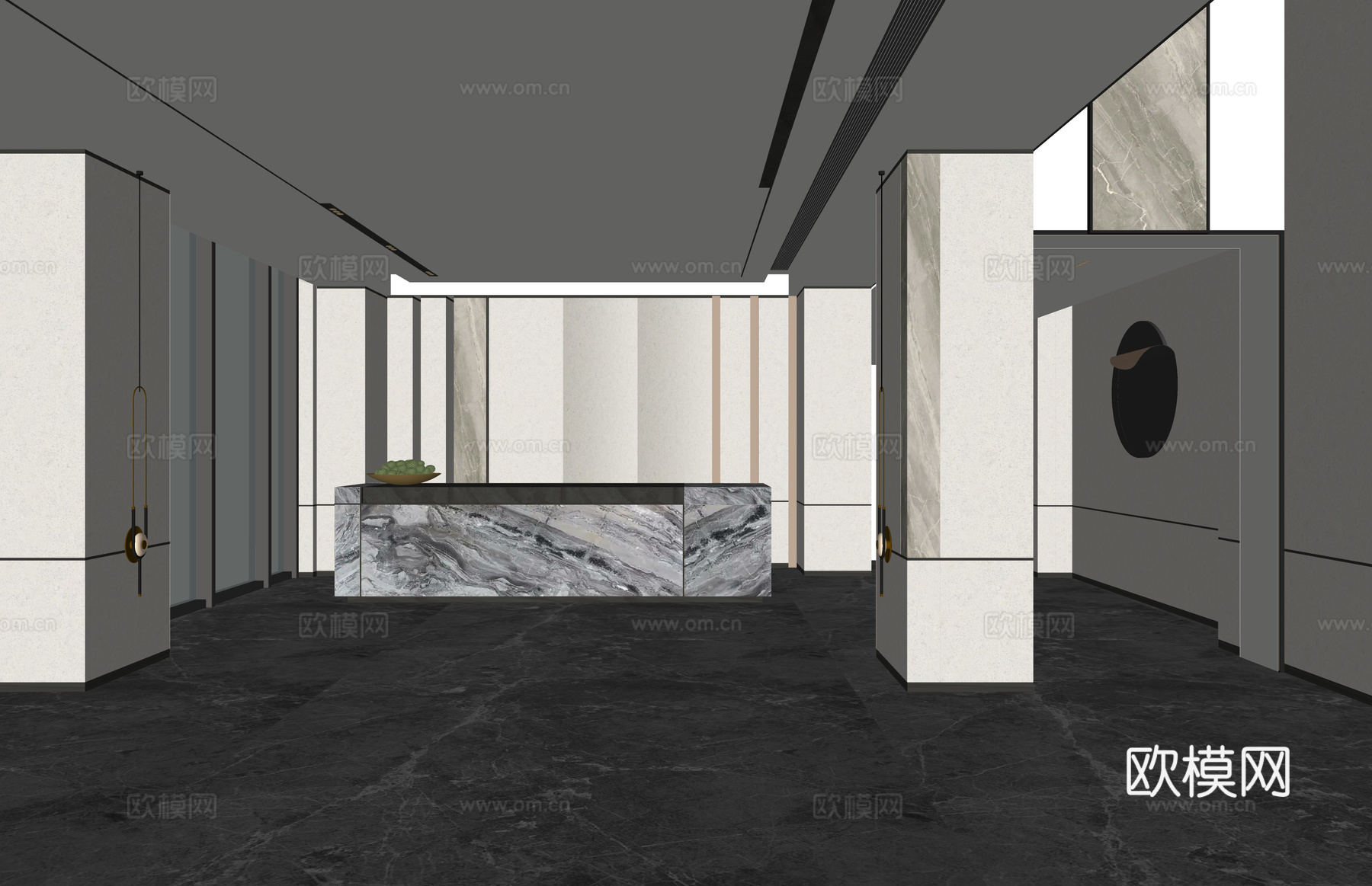 办公室 酒店前台 工装 接待 办公空间su模型