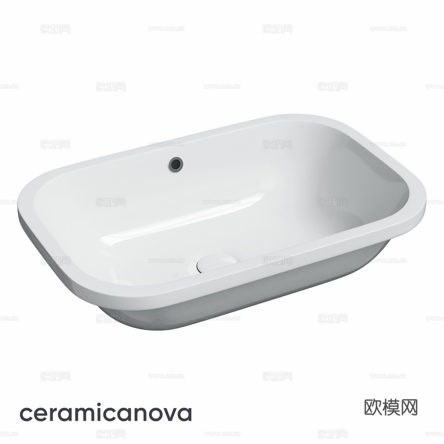 OM Ceramicanova Era 下嵌式水槽，带排水管3d模型下载