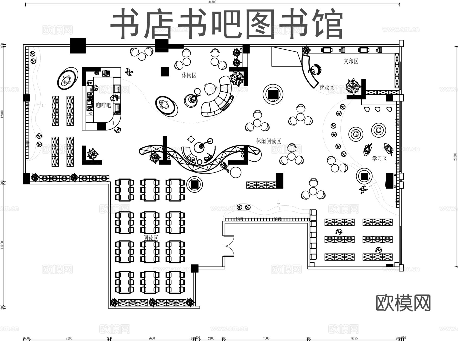 书店书咖cad 图书馆cadcad施工图