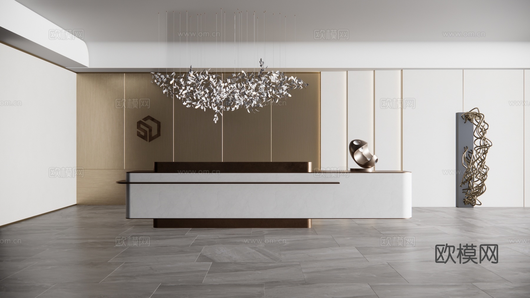 办公室 大厅 办公空间su模型