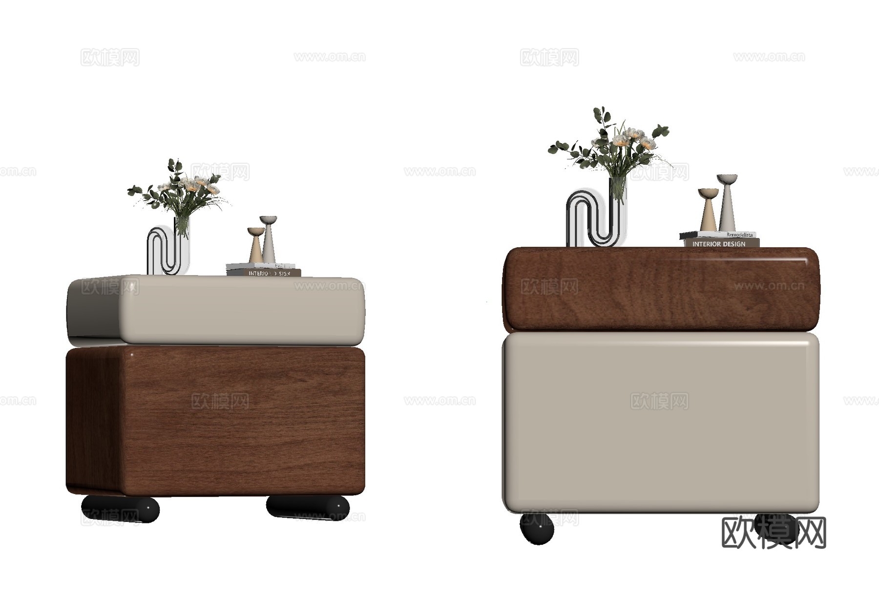 现代中古电视柜su模型