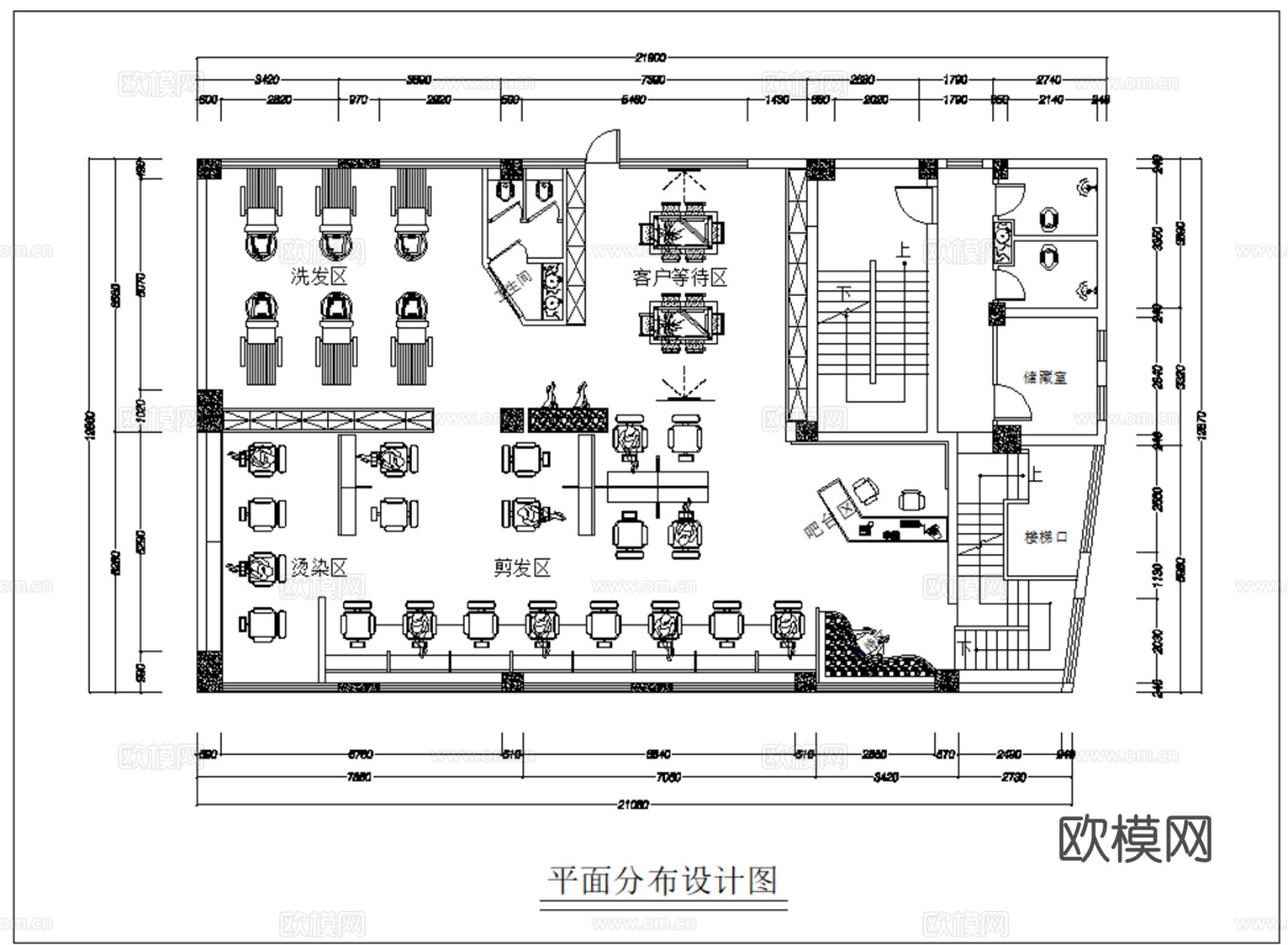 32套现代风格美发店 理发店 沙龙造型 美发沙龙 美容美发cad施工图