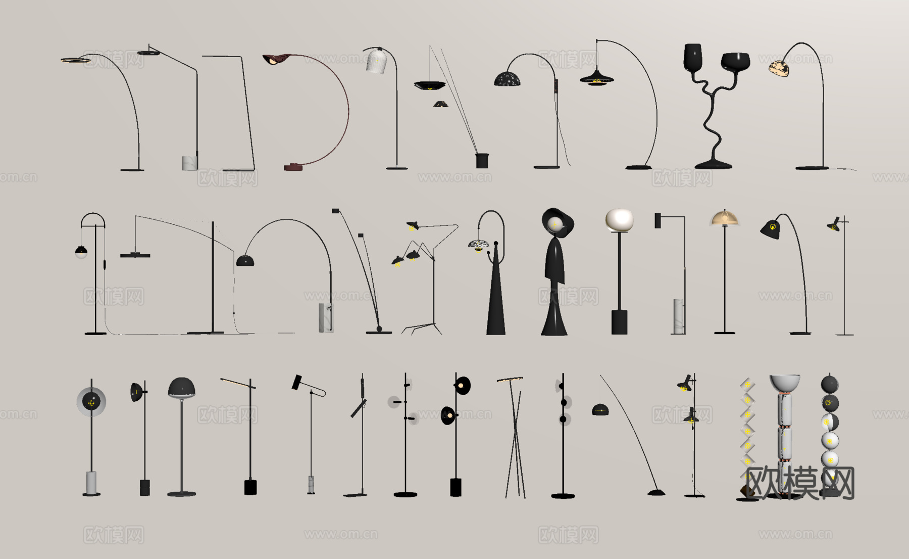 现代落地灯su模型