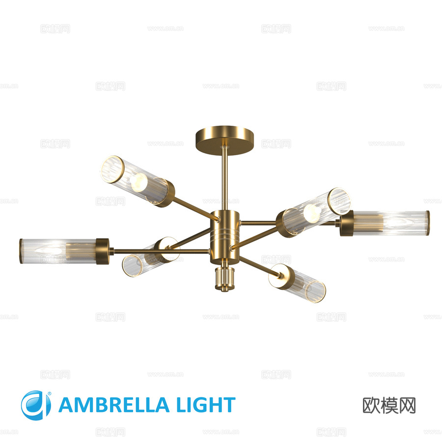 OM水晶吊灯带玻璃灯罩杆式LH55161，3d模型下载