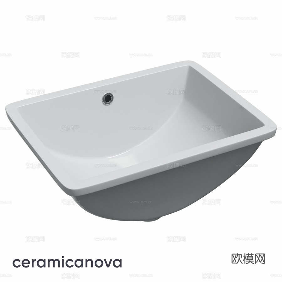 OM Ceramicanova Era 下嵌式水槽，含排水装3d模型下载